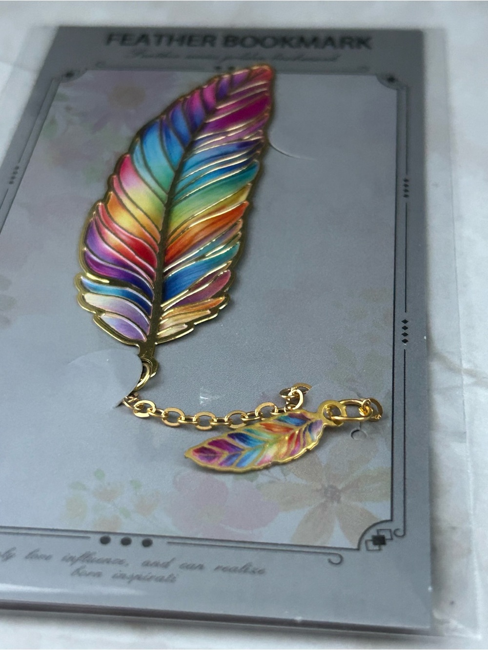 Feather Series Golden Metal Bookmark - Picture 3 of 3